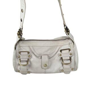 RAFE‎ New York Leather Shoulder Bag Purse Gold Studs Ivory Leather
